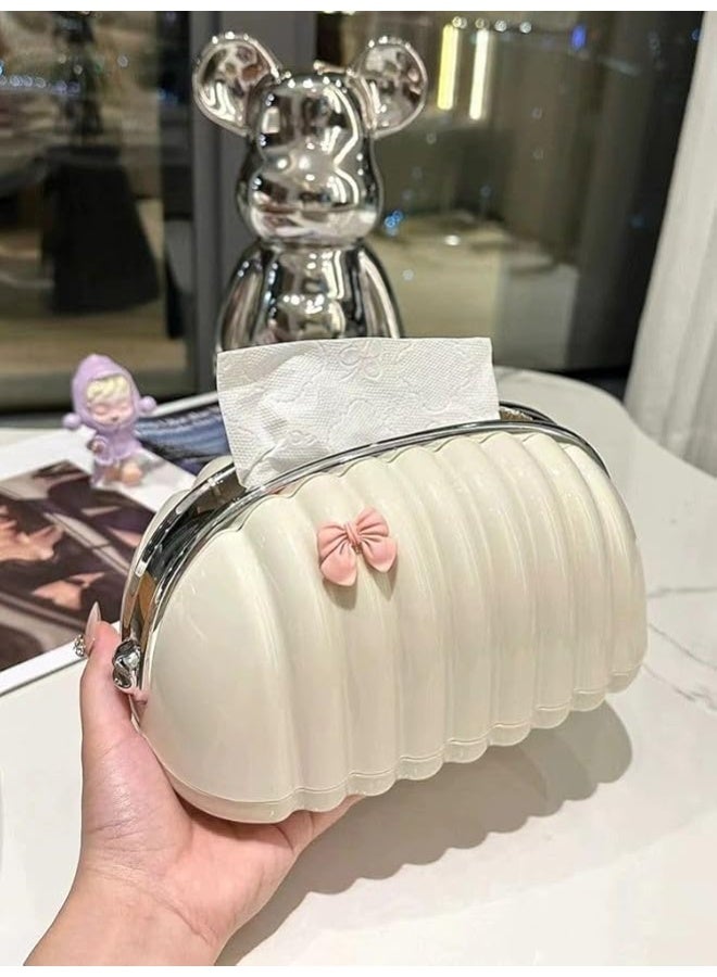 حامل علبة مناديل للوجه من البلاستيك والسيليكون مستطيل خفيف الوزن نحيف موزع مناديل ديكوري بغطاء قابل لإعادة التعبئة - Image 1